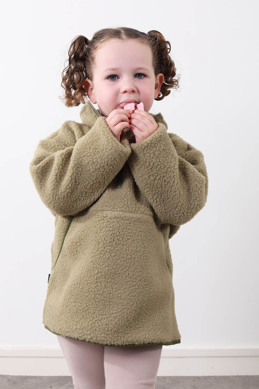 The Farrah Kid's Fleece in Khaki