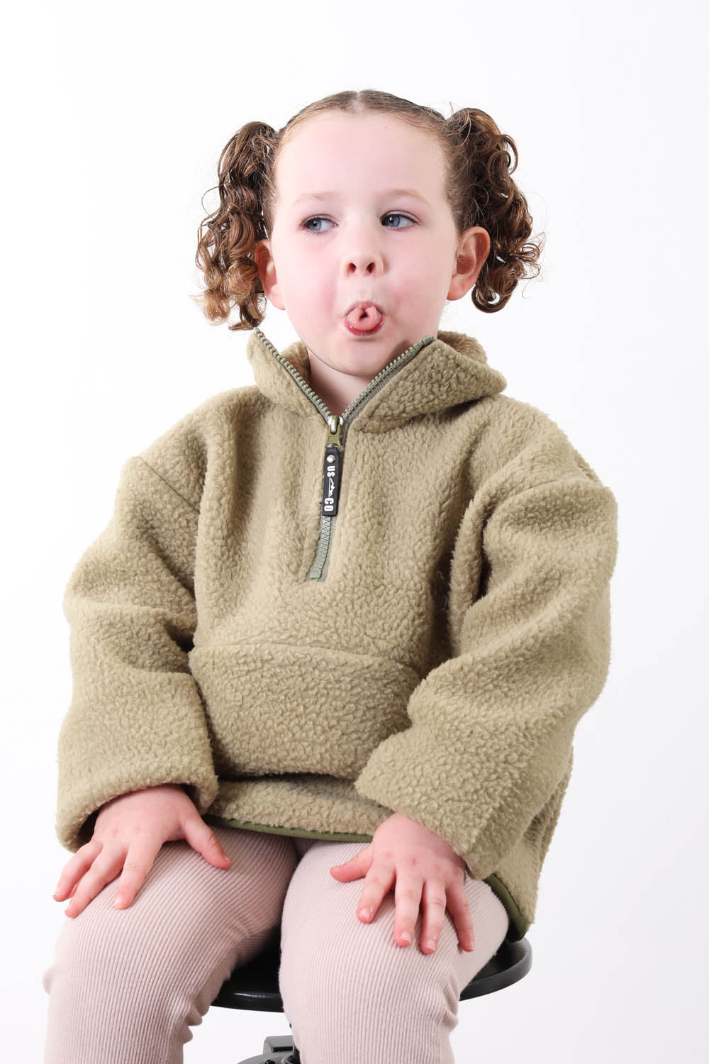 The Farrah Kid's Fleece in Khaki