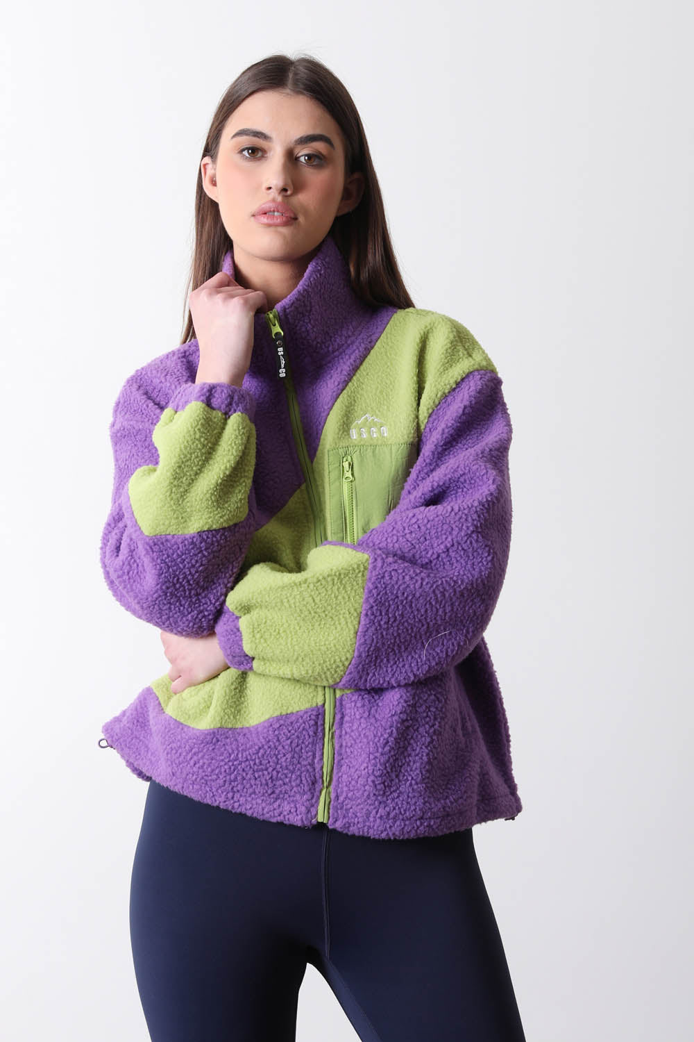 The Vortex Fleece in Green & Purple