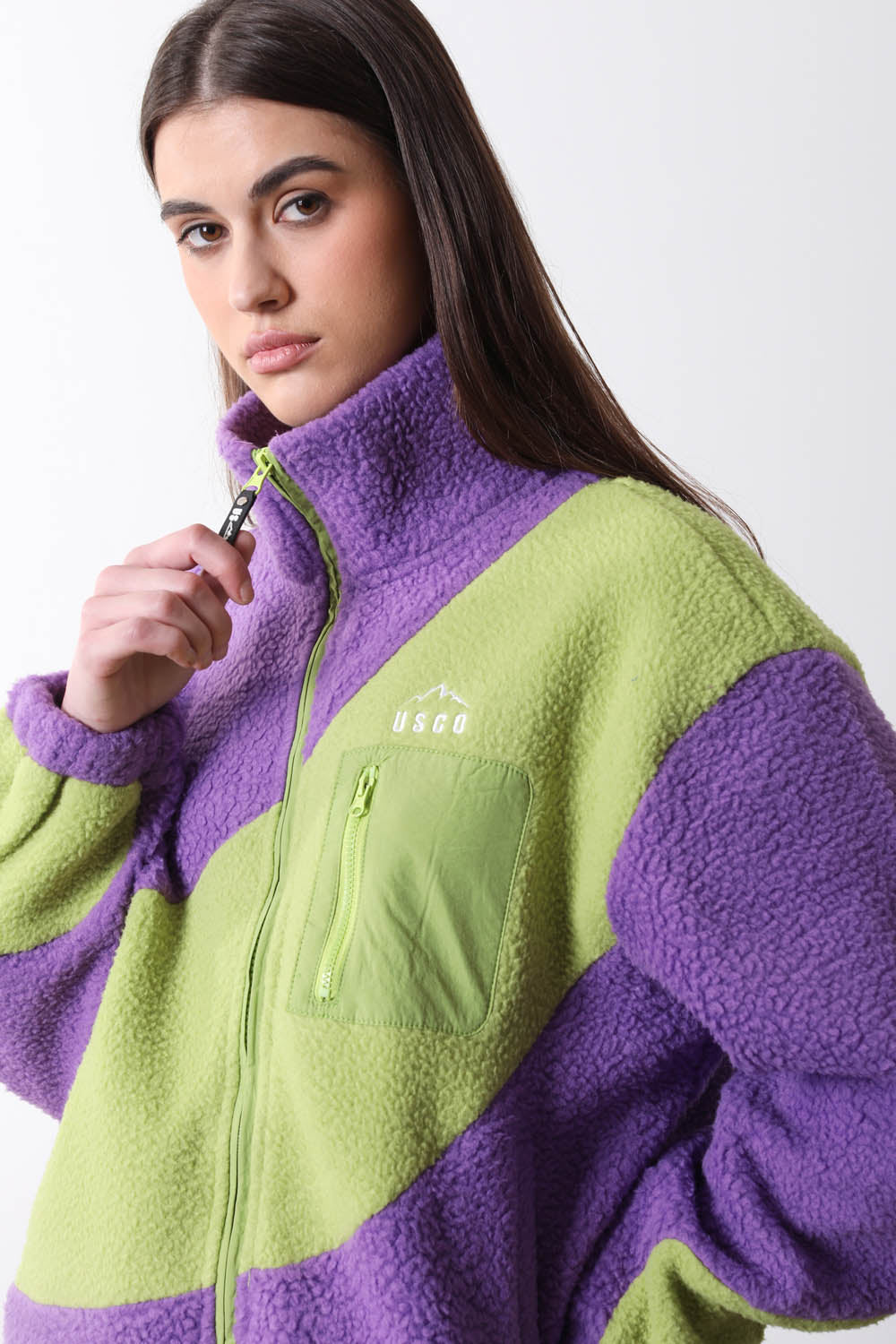 The Vortex Fleece in Green & Purple