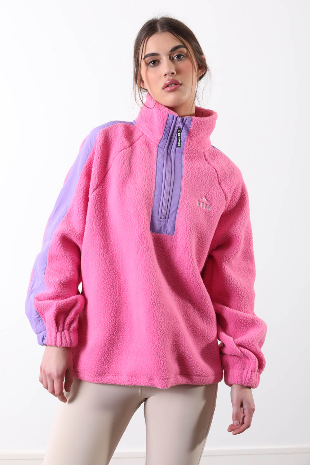 Horizon Fleece in Pink/Purple Contrast