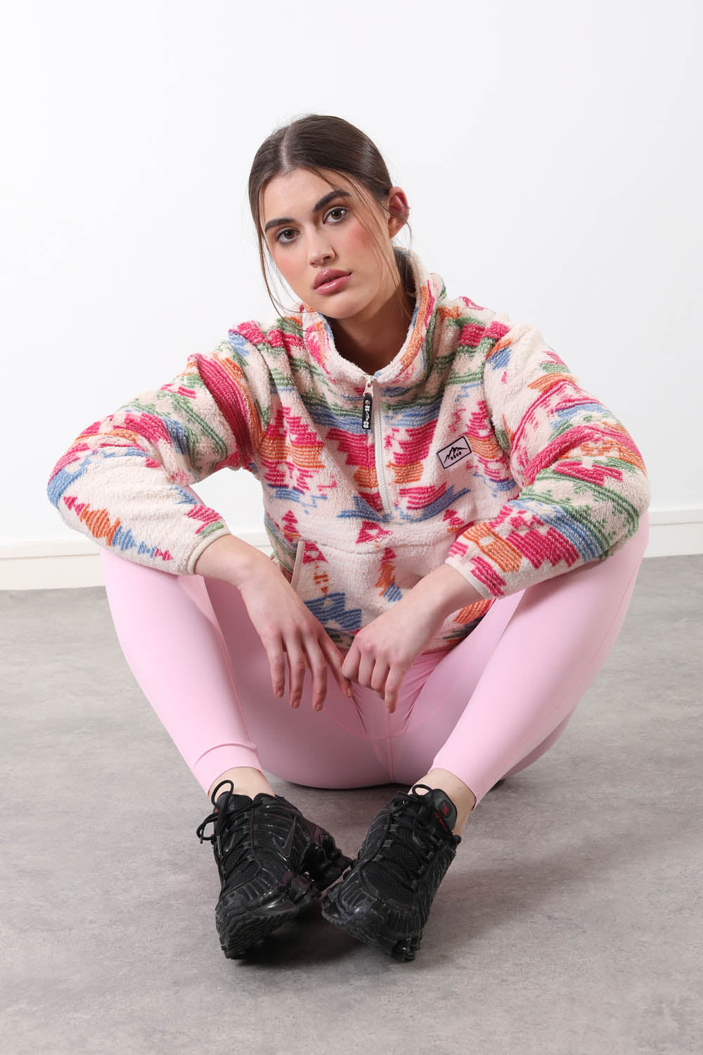 The Trek fleece in Rainbow Abstract