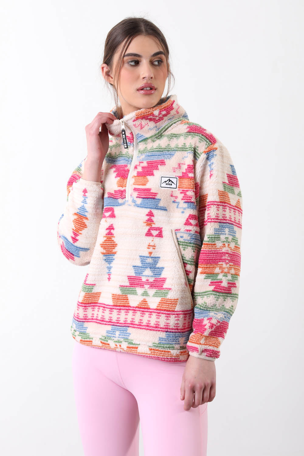 The Trek fleece in Rainbow Abstract