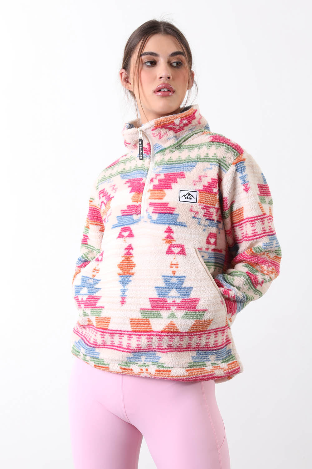 The Trek fleece in Rainbow Abstract