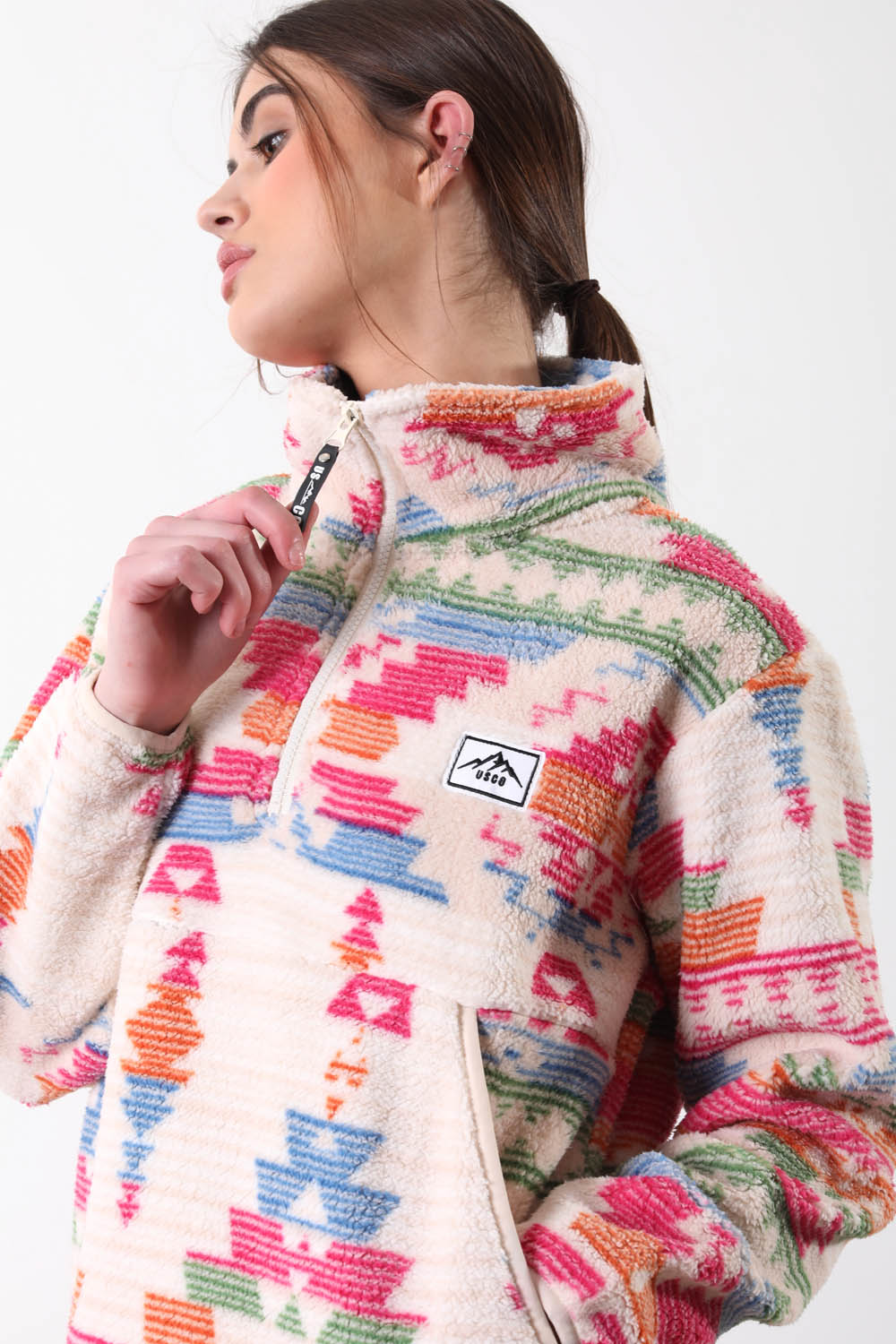 The Trek fleece in Rainbow Abstract