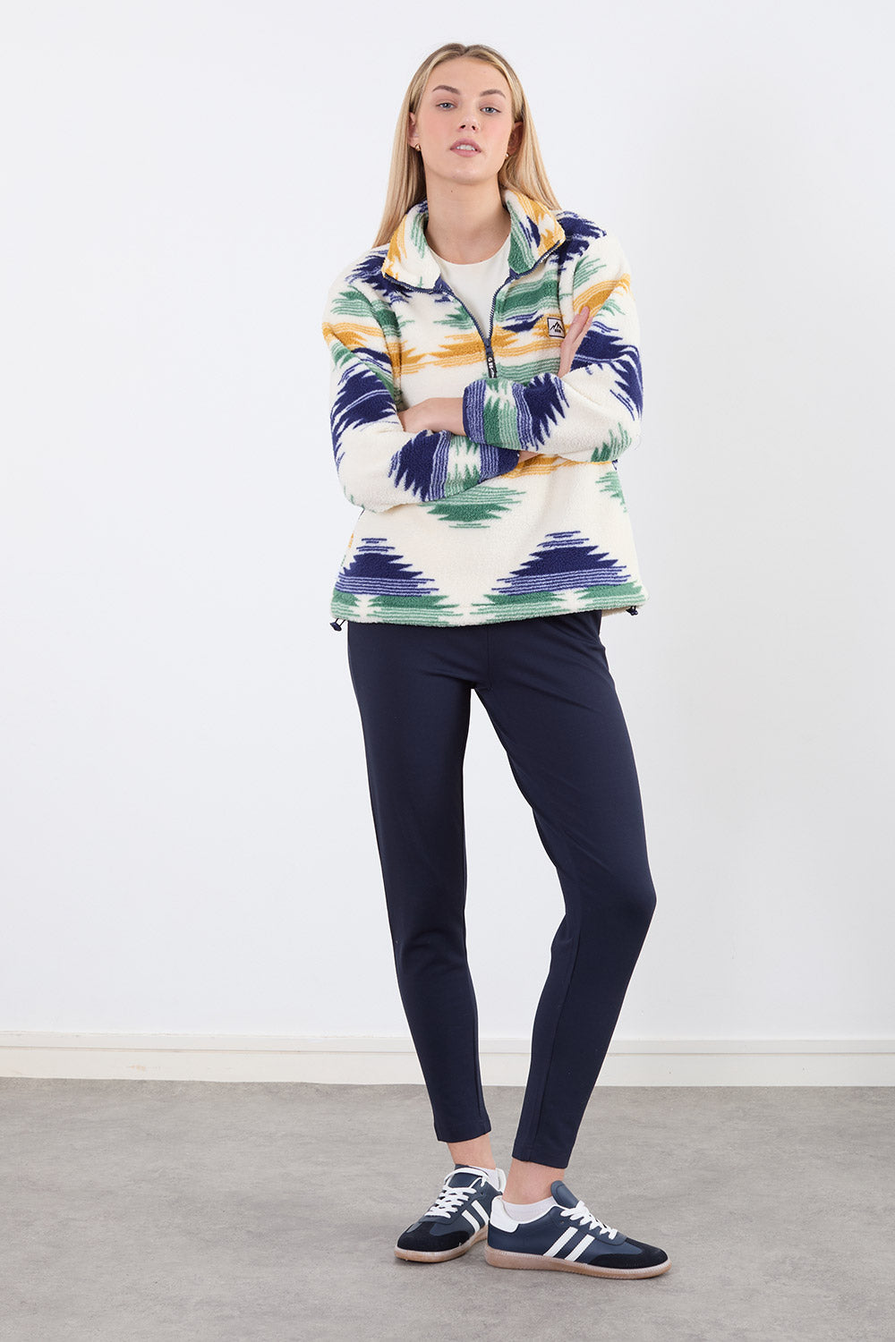 The Trek fleece in Blue Abstract