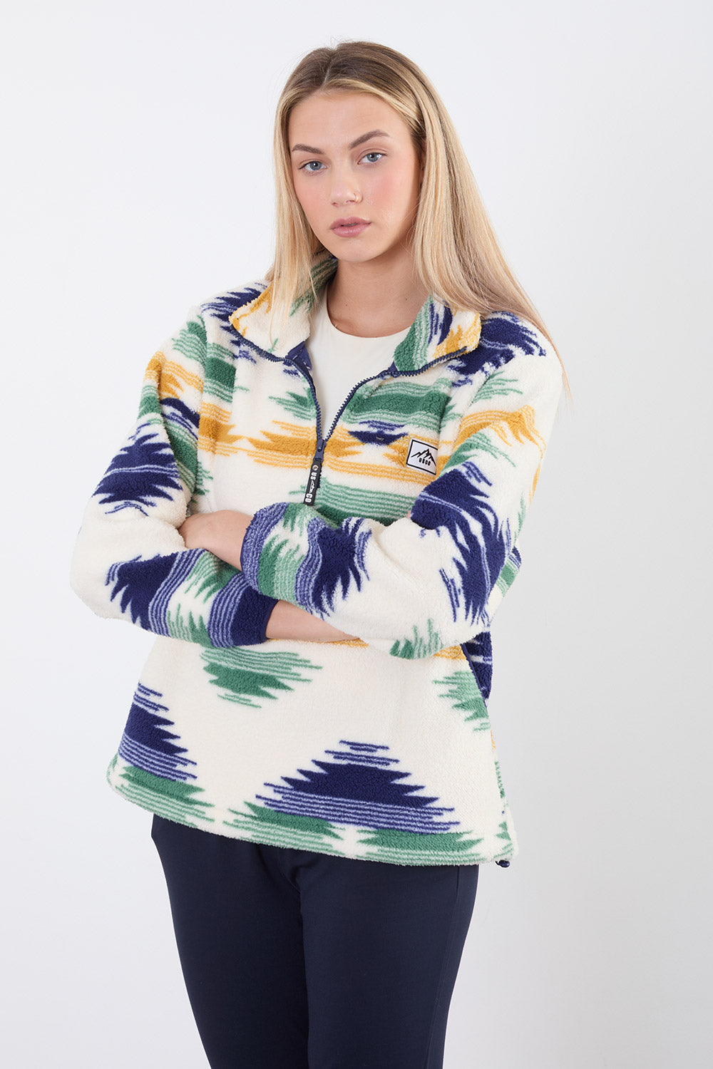 The Trek fleece in Blue Abstract