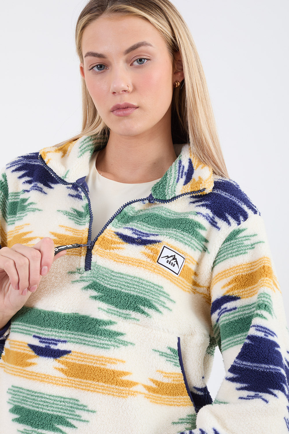 The Trek fleece in Blue Abstract