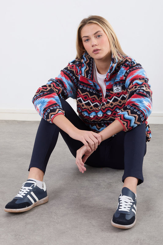 The Trek fleece in Red Aztec