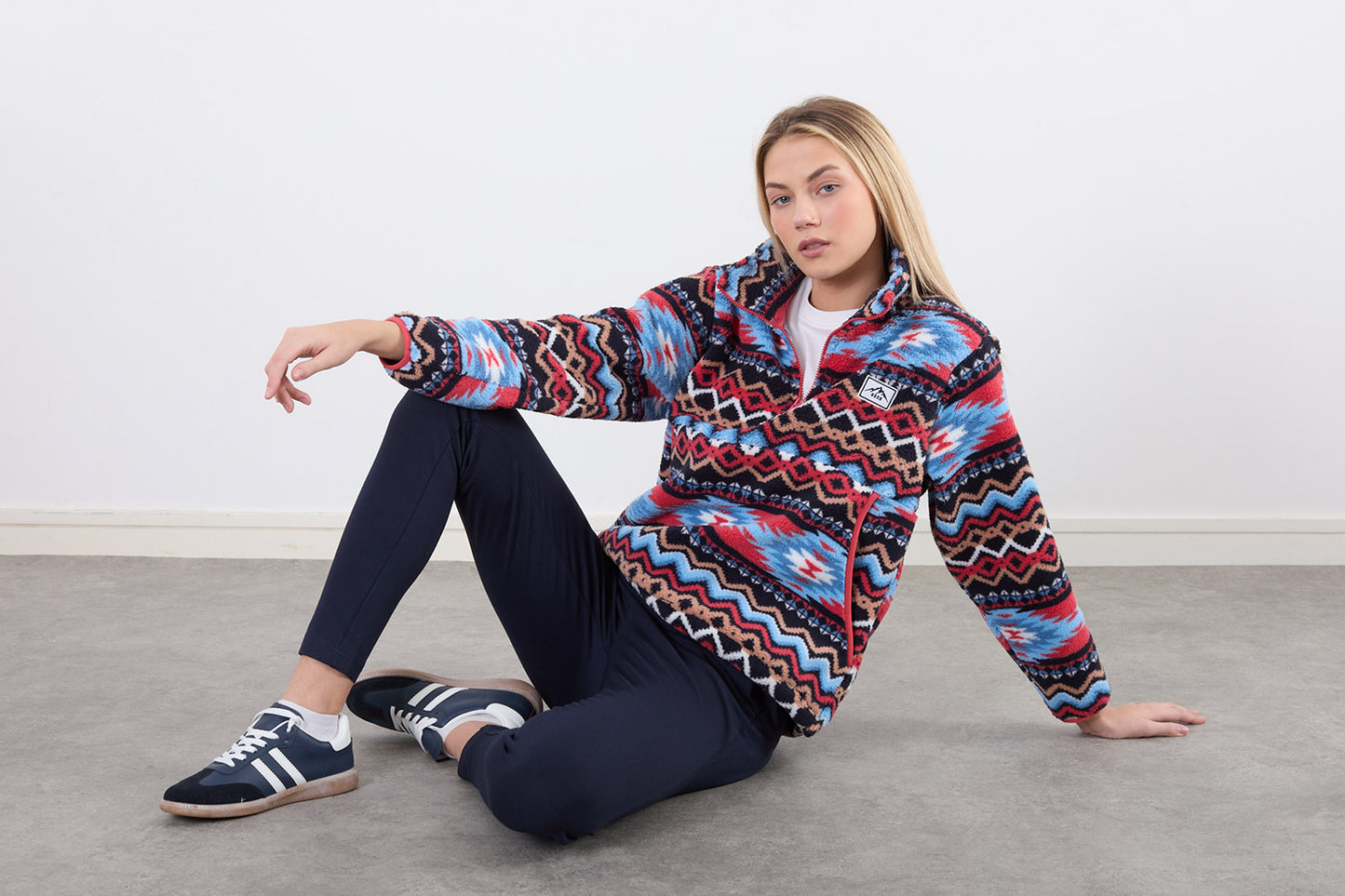 The Trek fleece in Red Aztec