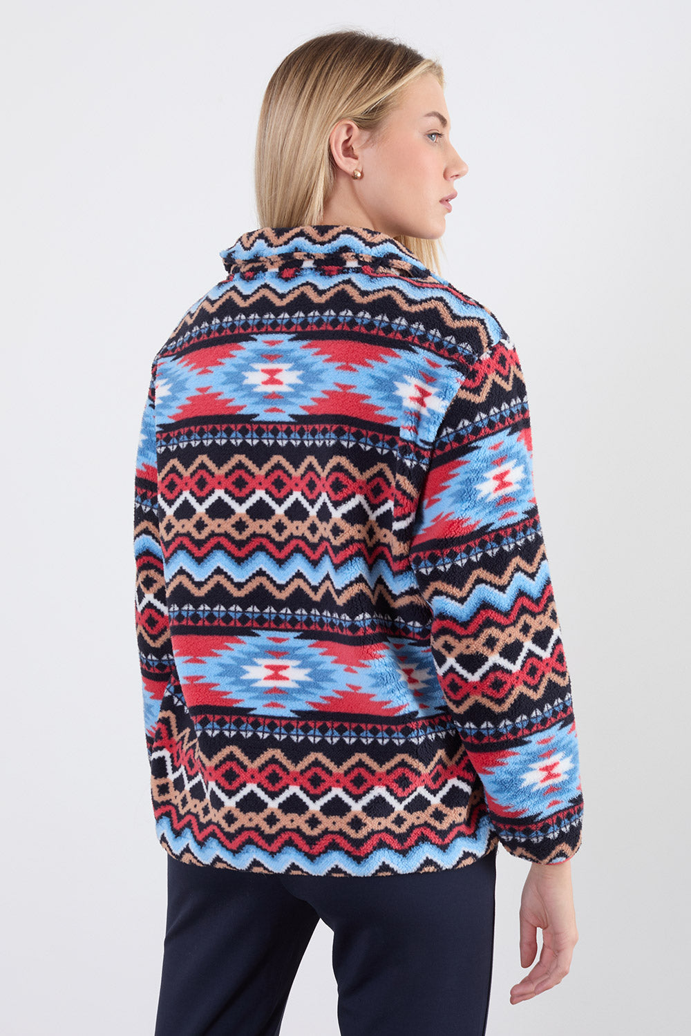 The Trek fleece in Red Aztec
