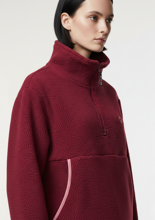 The Nexus Fleece in Burgundy Contrast