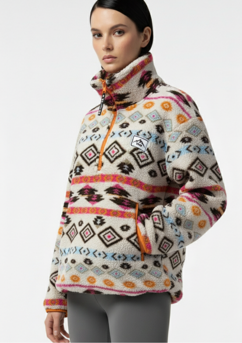 The Trek fleece in Hot Pink Aztec