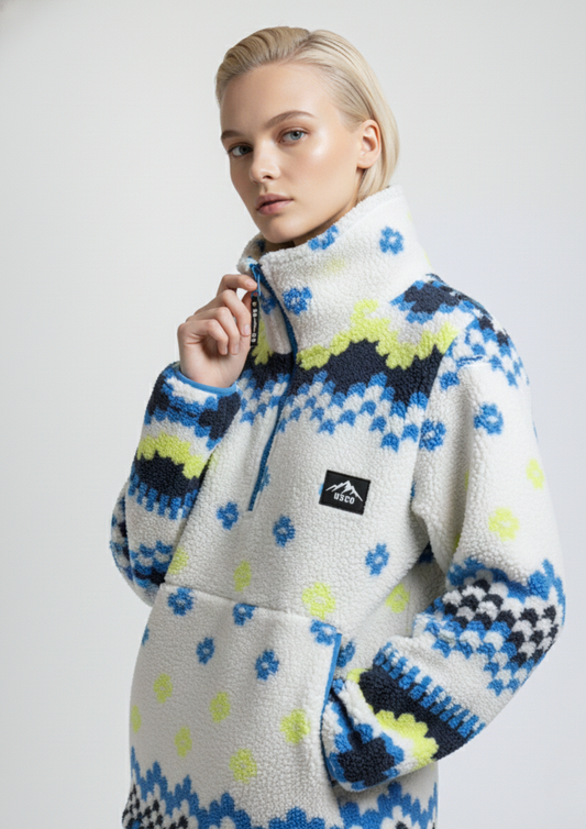 The Trek fleece in Neon Geo