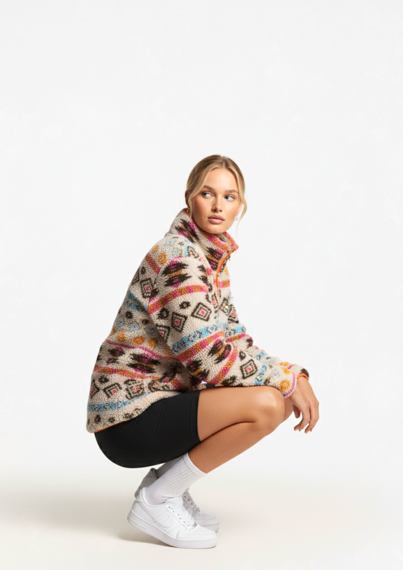 The Trek fleece in Hot Pink Aztec