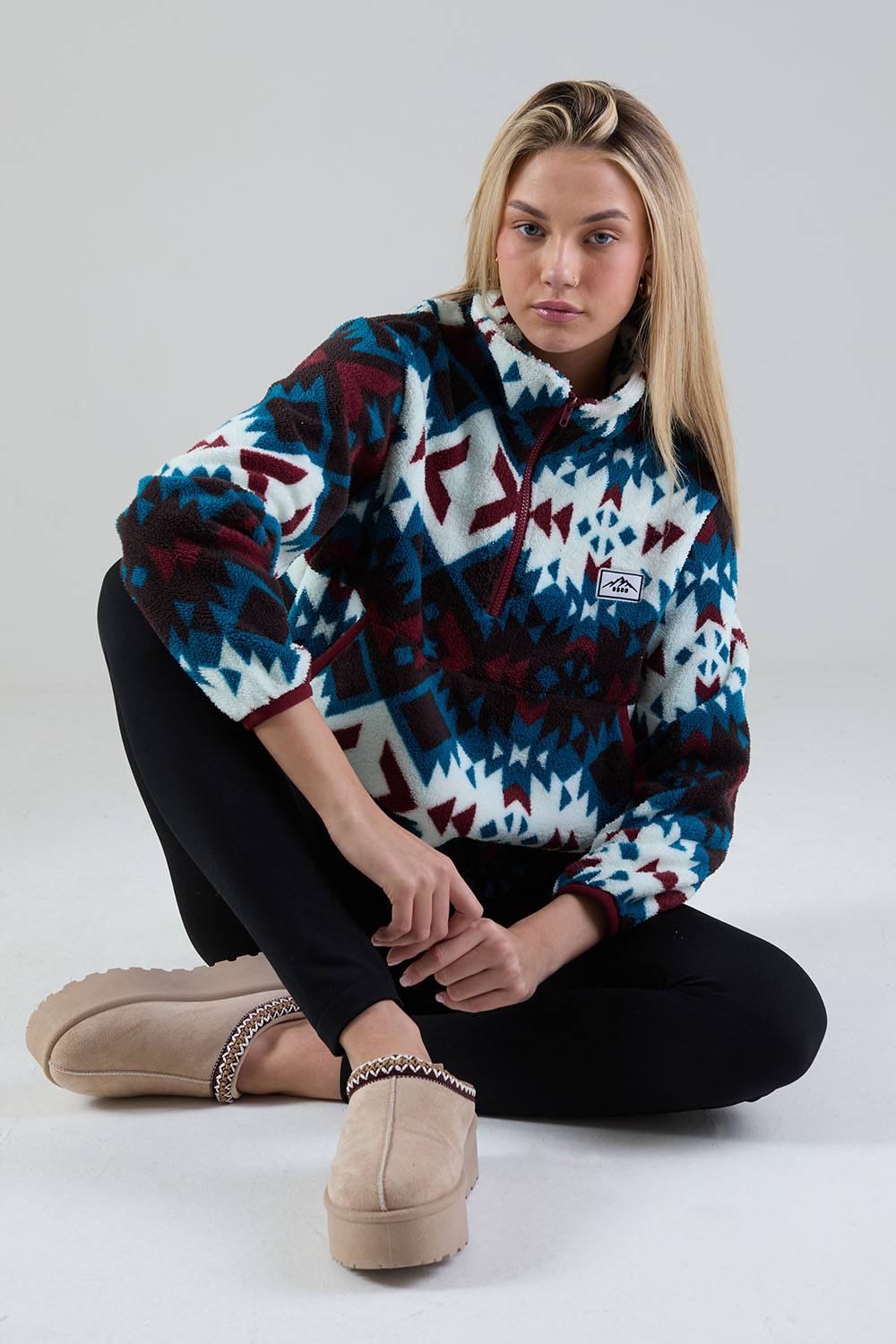 Molly Fleece In red Aztec