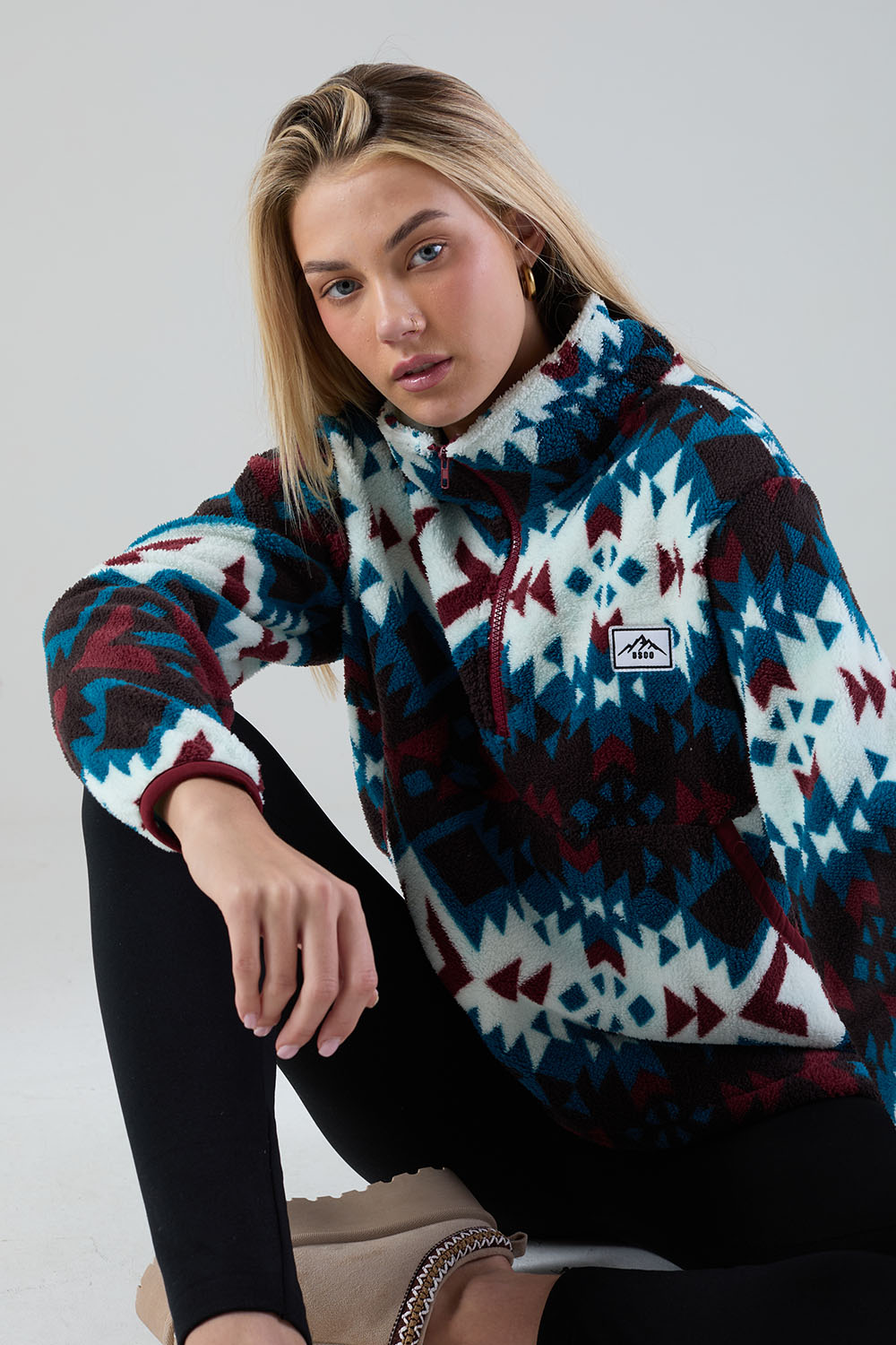 Molly Fleece In red Aztec