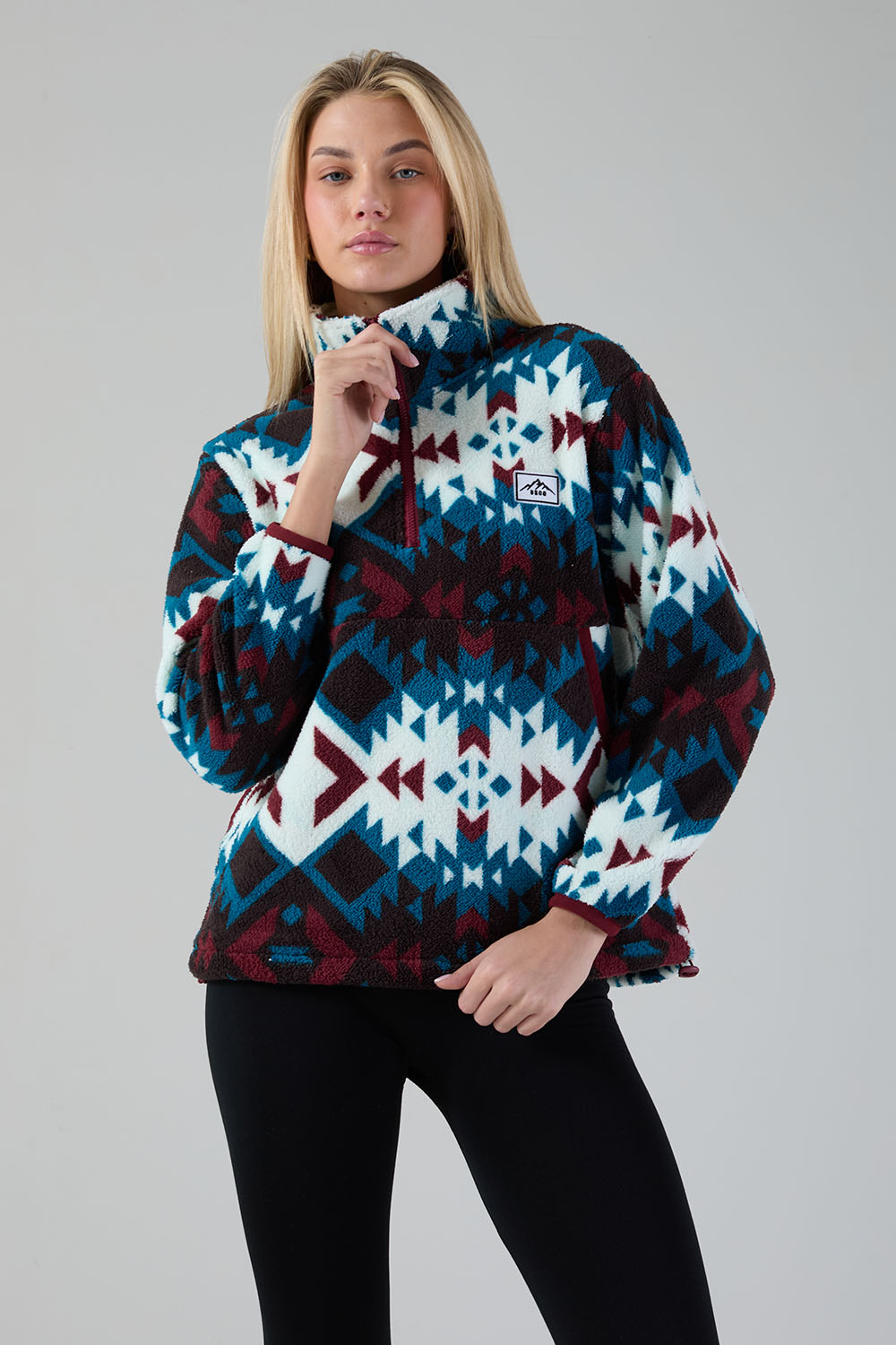 Molly Fleece In red Aztec