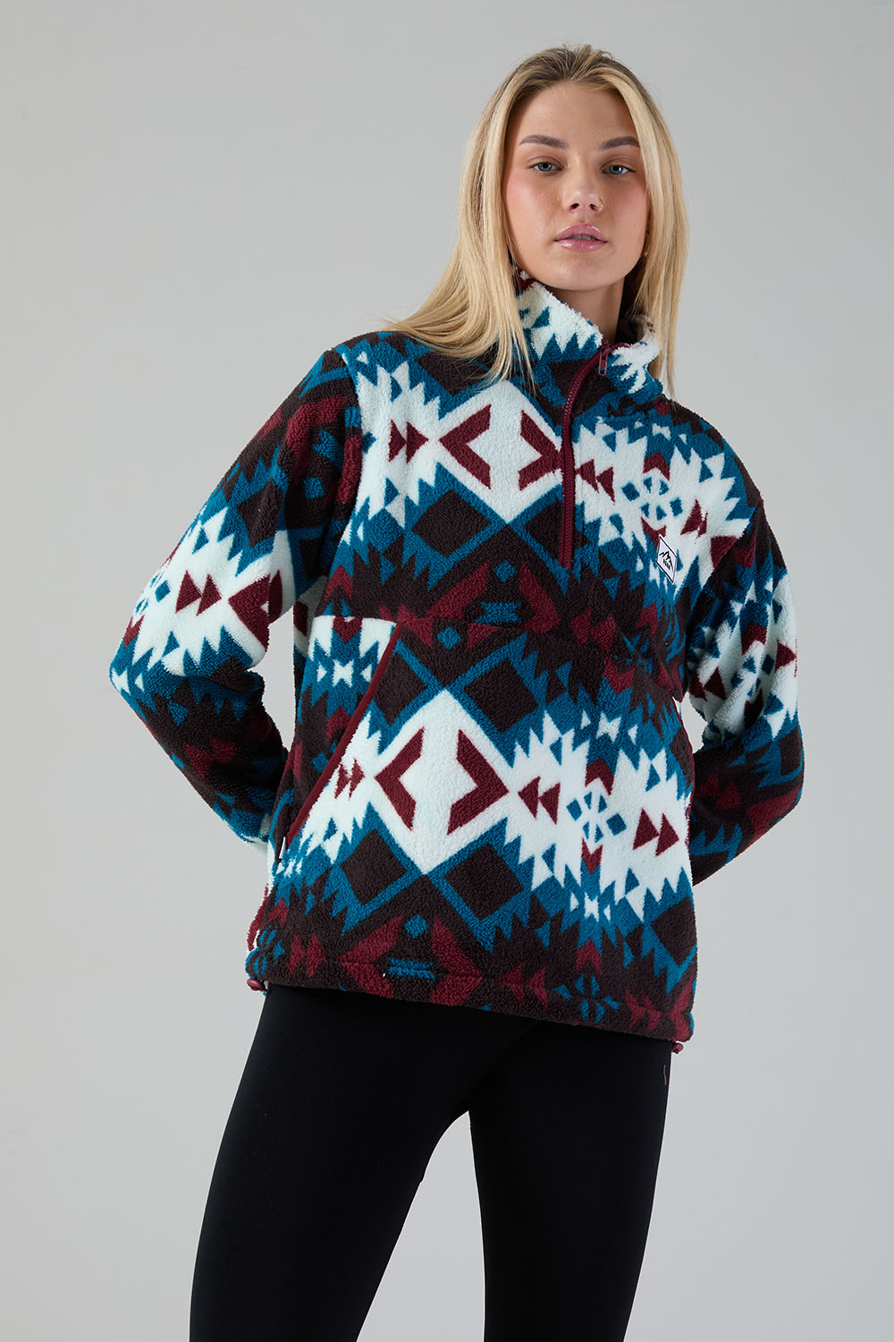 Molly Fleece In red Aztec