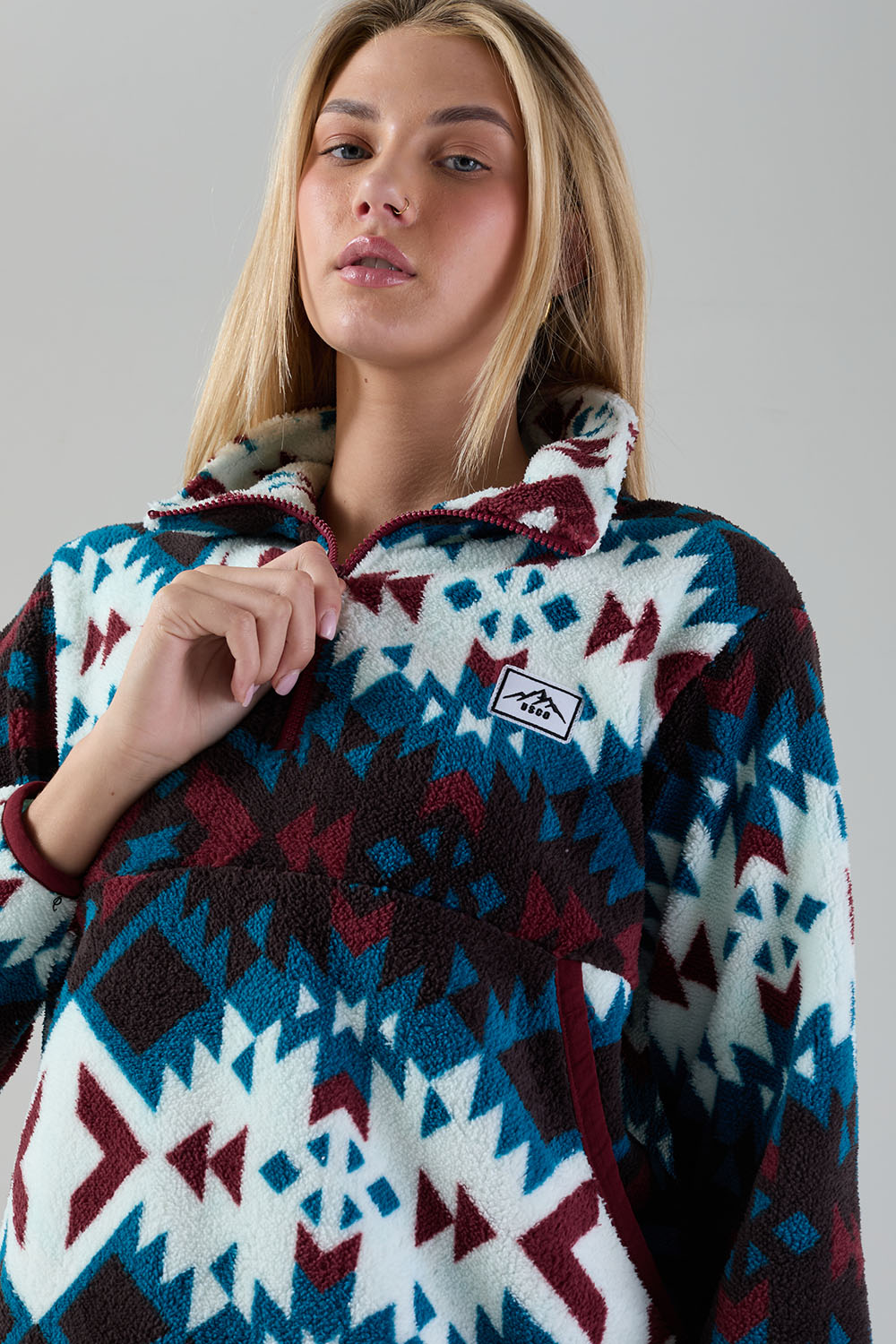 Molly Fleece In red Aztec