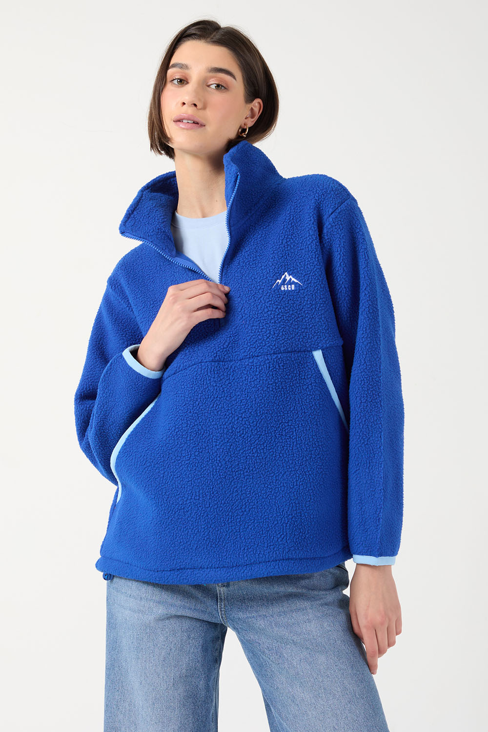 Molly fleece in Cobalt contrast