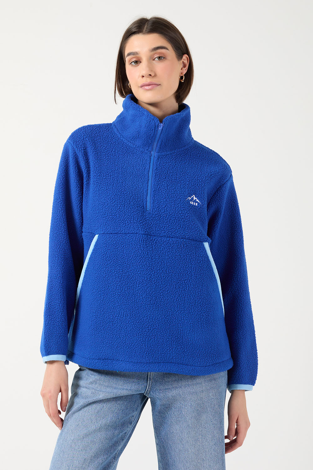 Molly fleece in Cobalt contrast