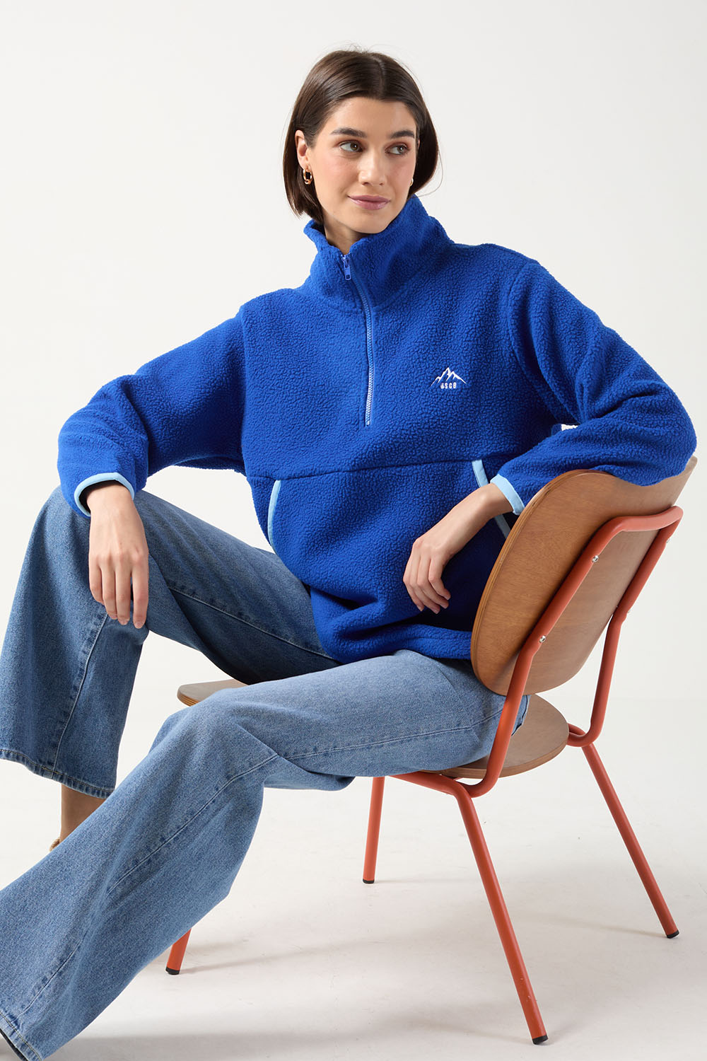Molly fleece in Cobalt contrast