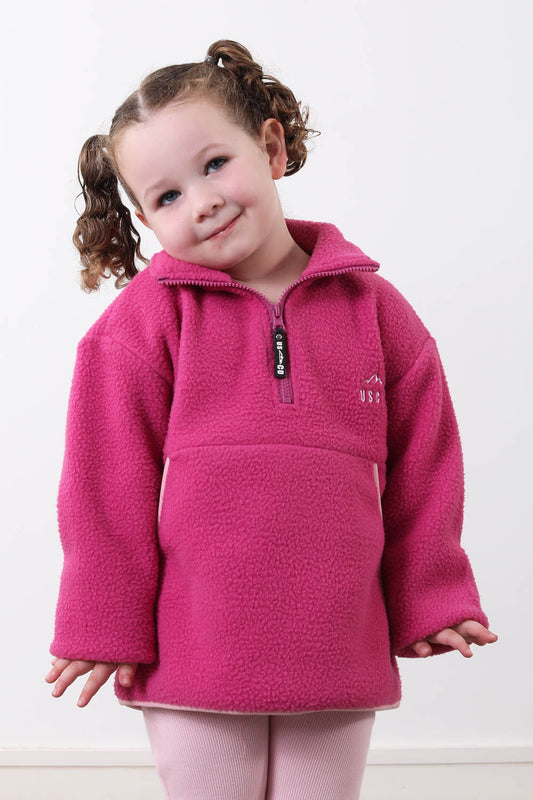 The Farrah Kid's Fleece in Fuschia