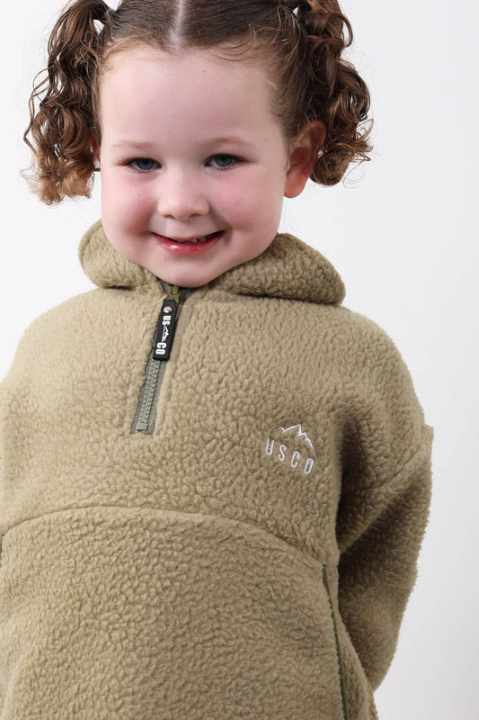 The Farrah Kid's Fleece in Khaki