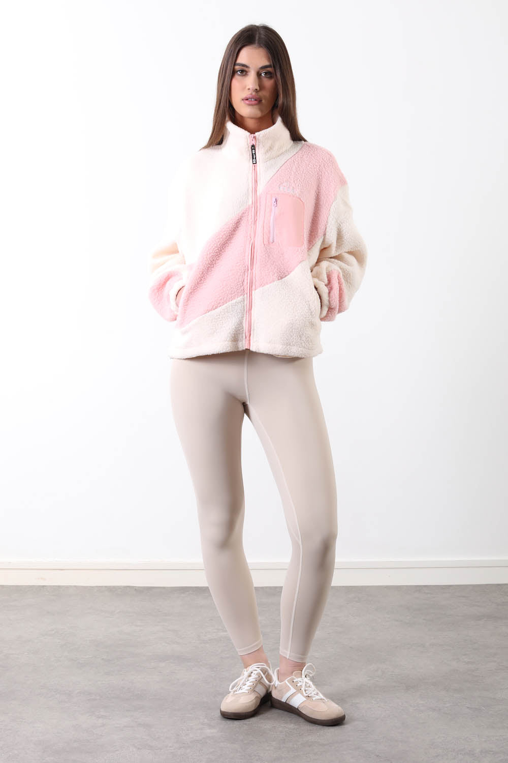 The Vortex Fleece in Stone & Pink