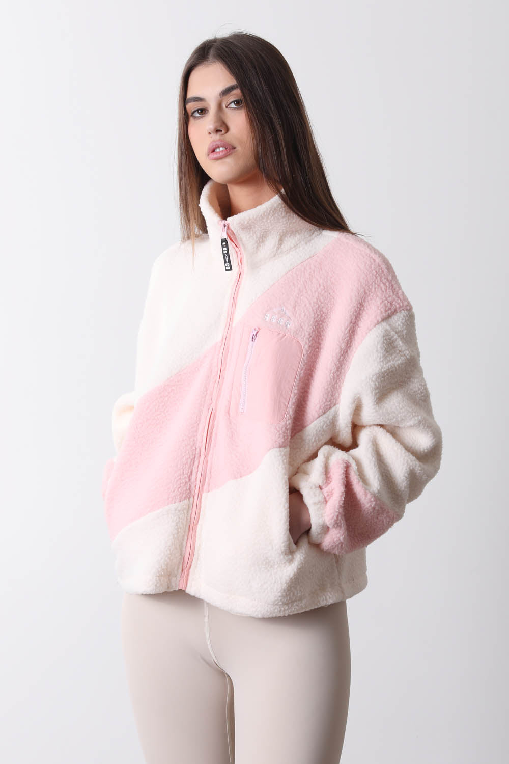 The Vortex Fleece in Stone & Pink