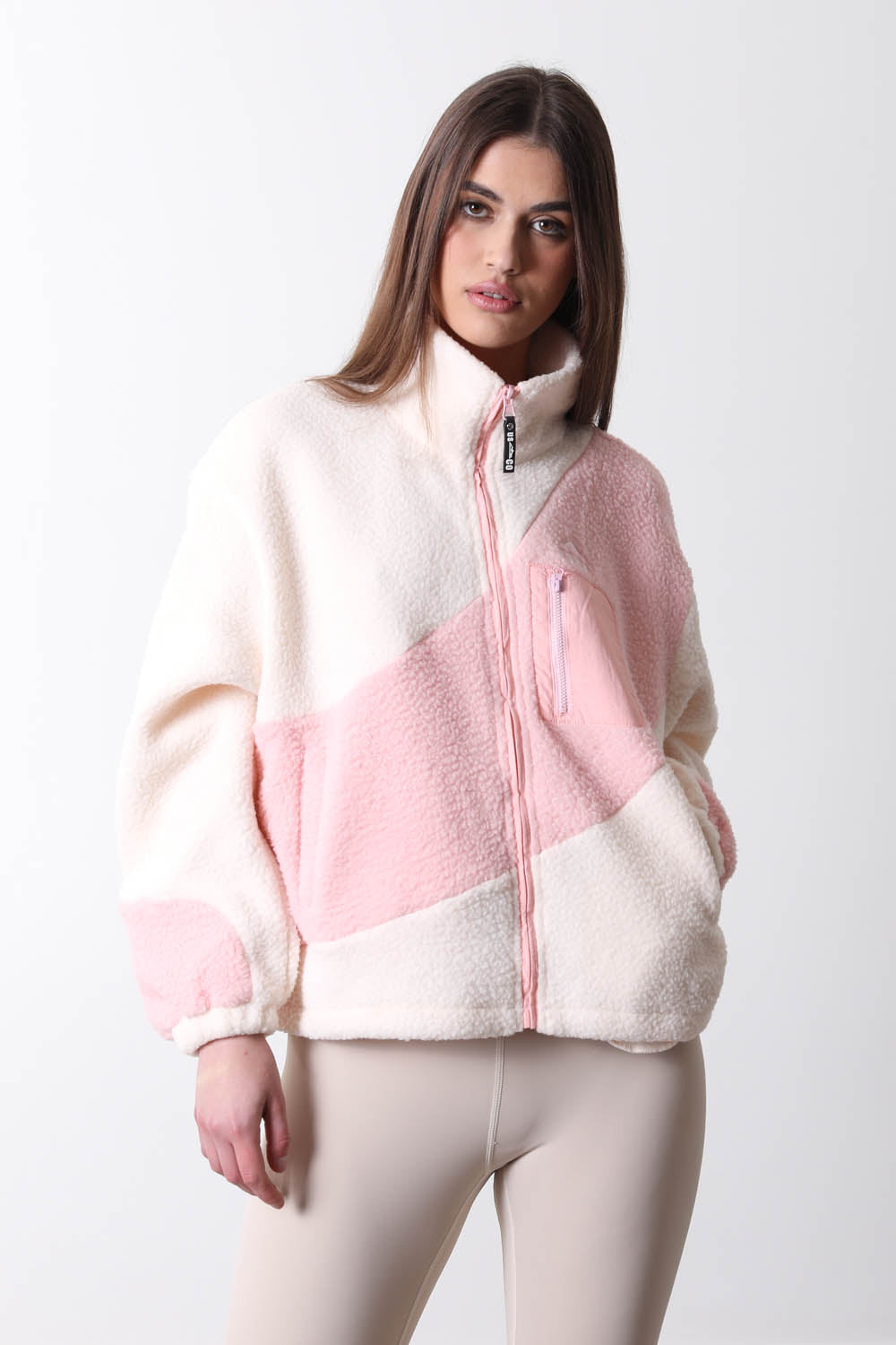 The Vortex Fleece in Stone & Pink
