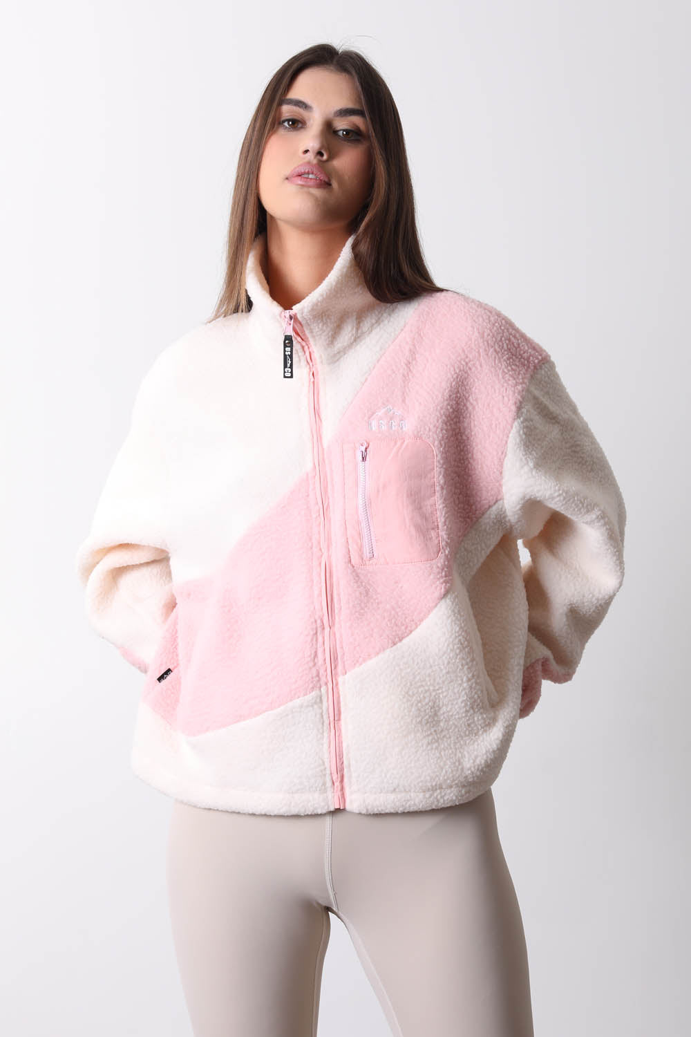 The Vortex Fleece in Stone & Pink