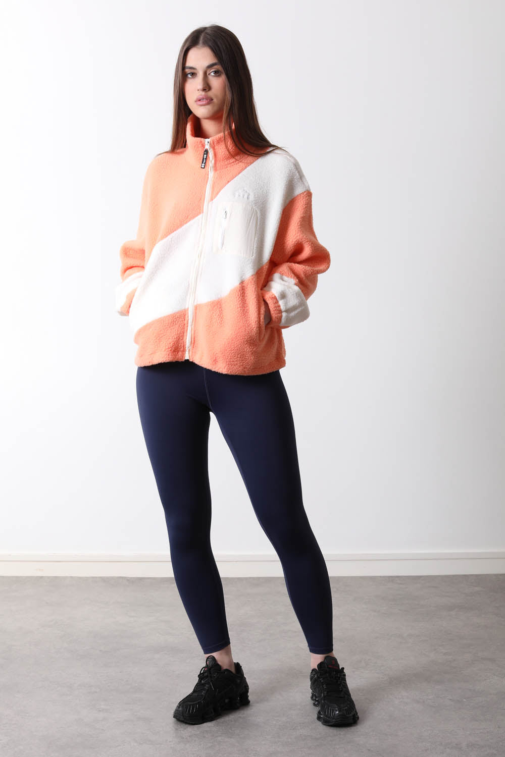 The Vortex Fleece in White & Coral