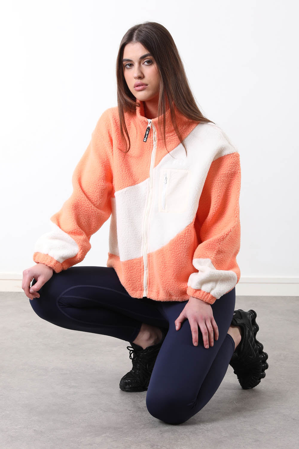 The Vortex Fleece in White & Coral