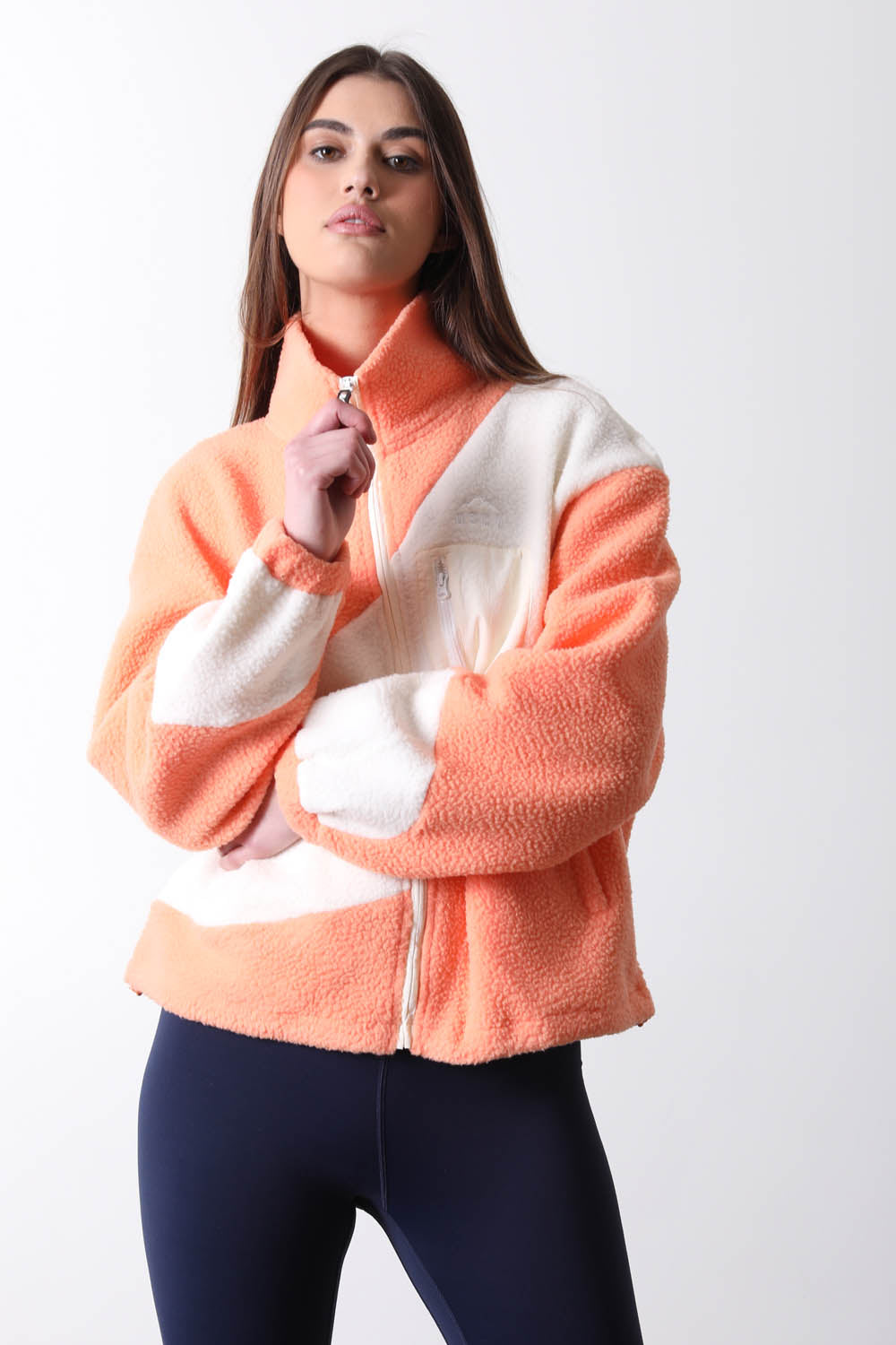 The Vortex Fleece in White & Coral
