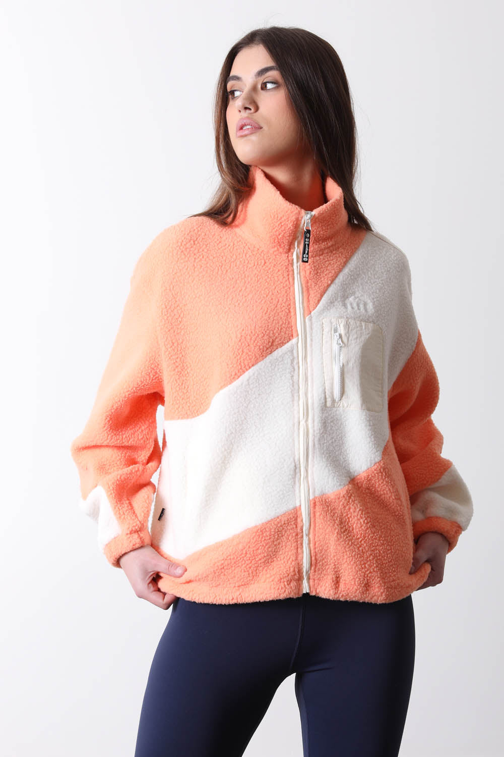 The Vortex Fleece in White & Coral