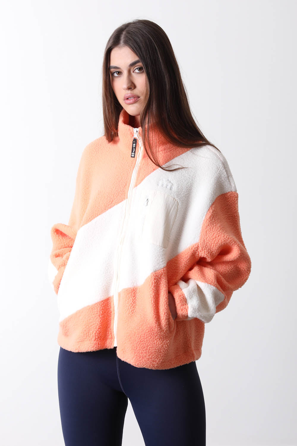The Vortex Fleece in White & Coral