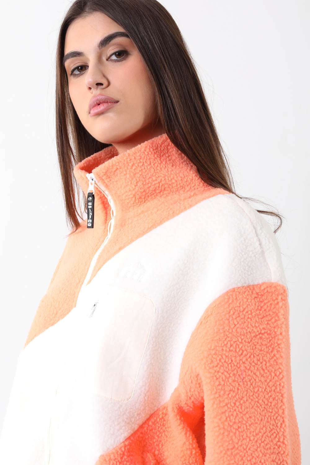 The Vortex Fleece in White & Coral