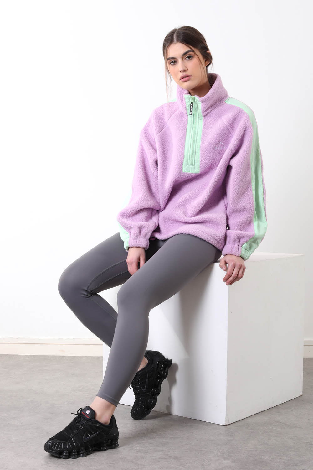 Horizon Fleece in Purple/Green Contrast