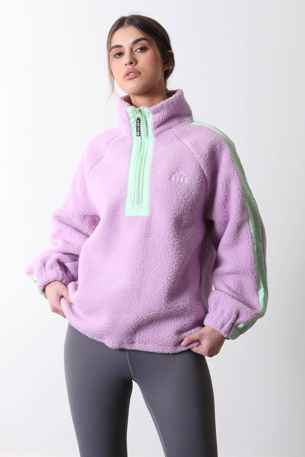 Horizon Fleece in Purple/Green Contrast