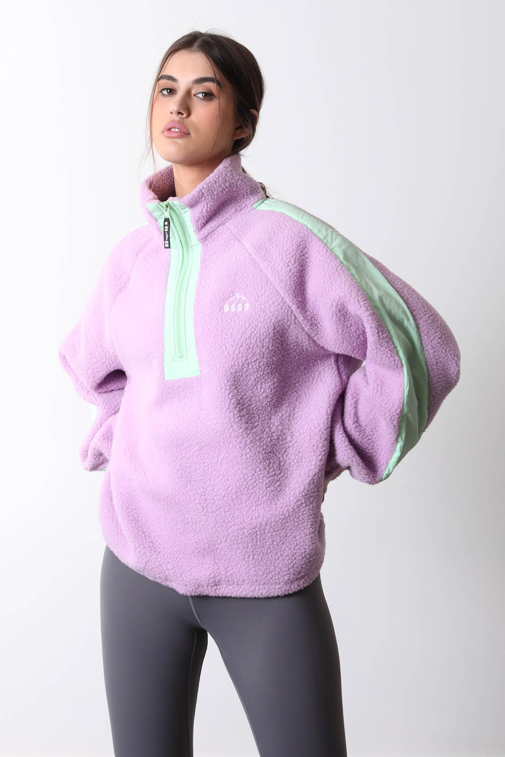 Horizon Fleece in Purple/Green Contrast