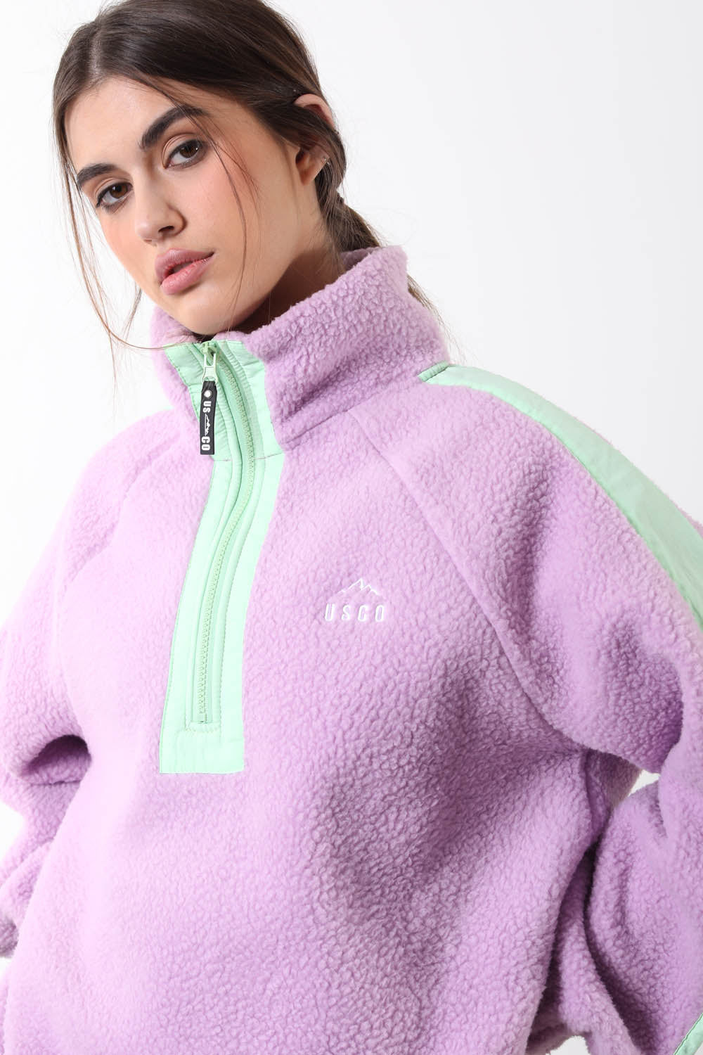 Horizon Fleece in Purple/Green Contrast
