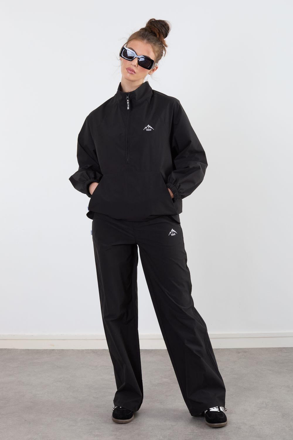 The Grid Tracksuit Half Zip In Black