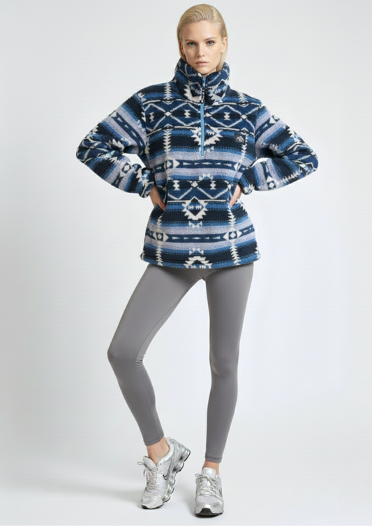 The Trek fleece in Navy Blue Aztec