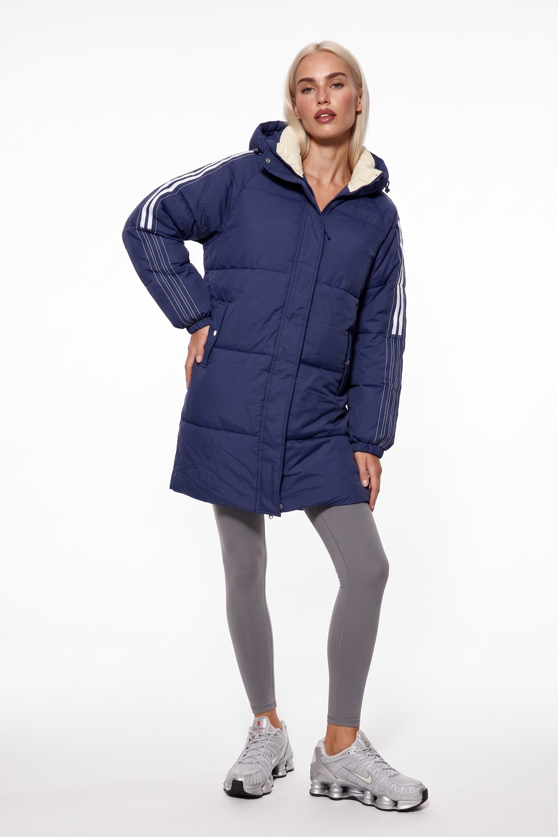 THE POLAR LONGLINE PUFFER JACKET IN NAVY