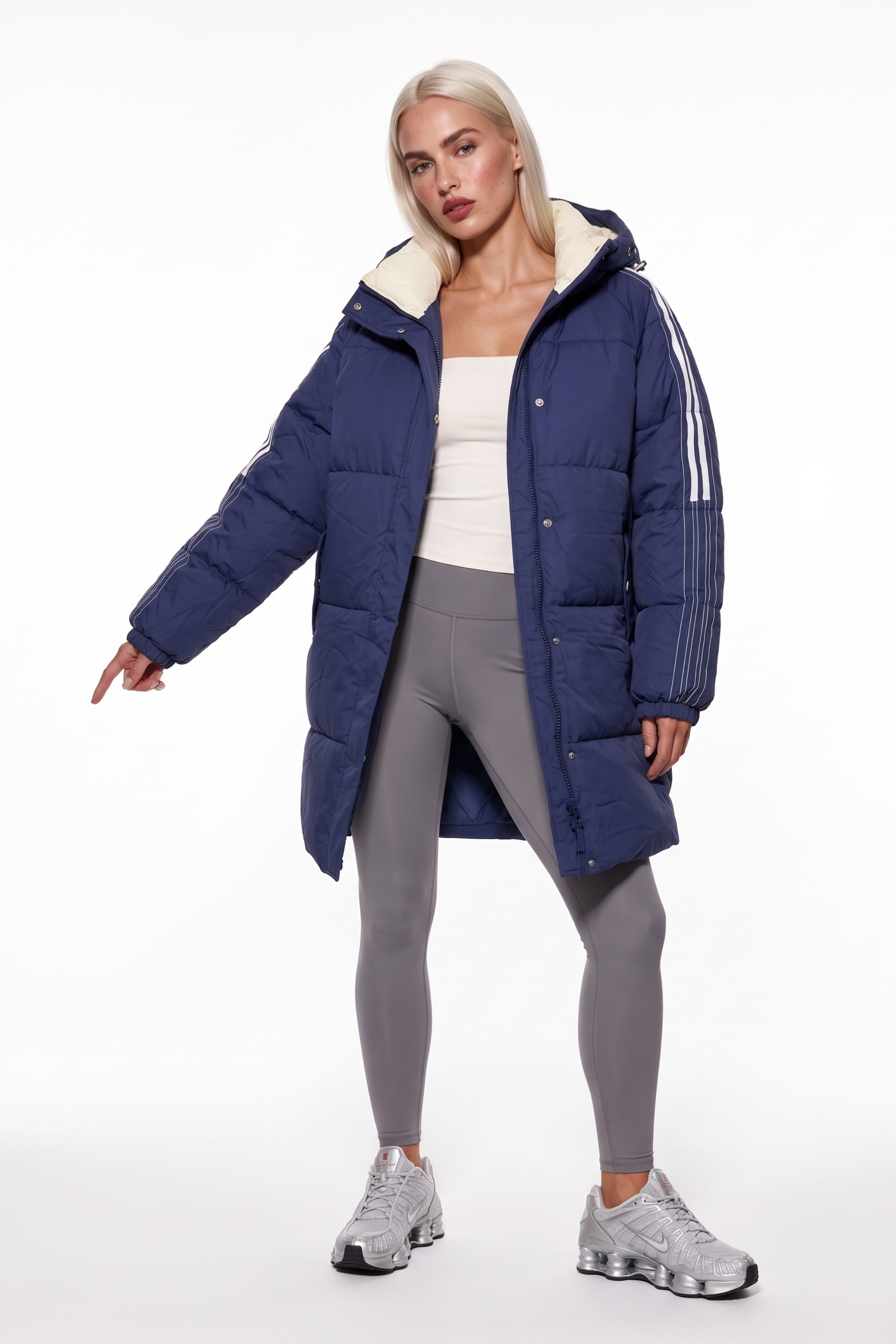 THE POLAR LONGLINE PUFFER JACKET IN NAVY
