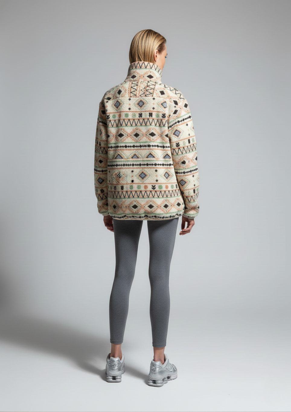 The Trek fleece in cream/orange southwestern