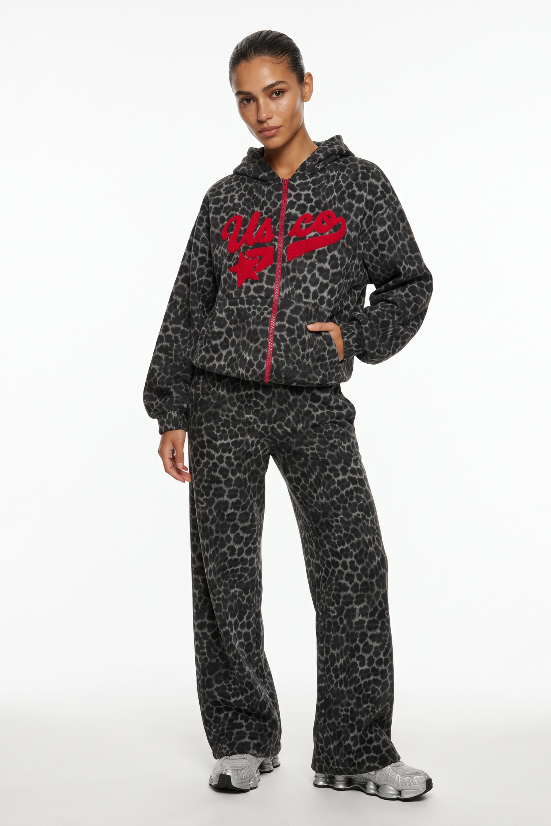 THE STARGAZER TRACKSUIT IN GREY LEOPARD PRINT