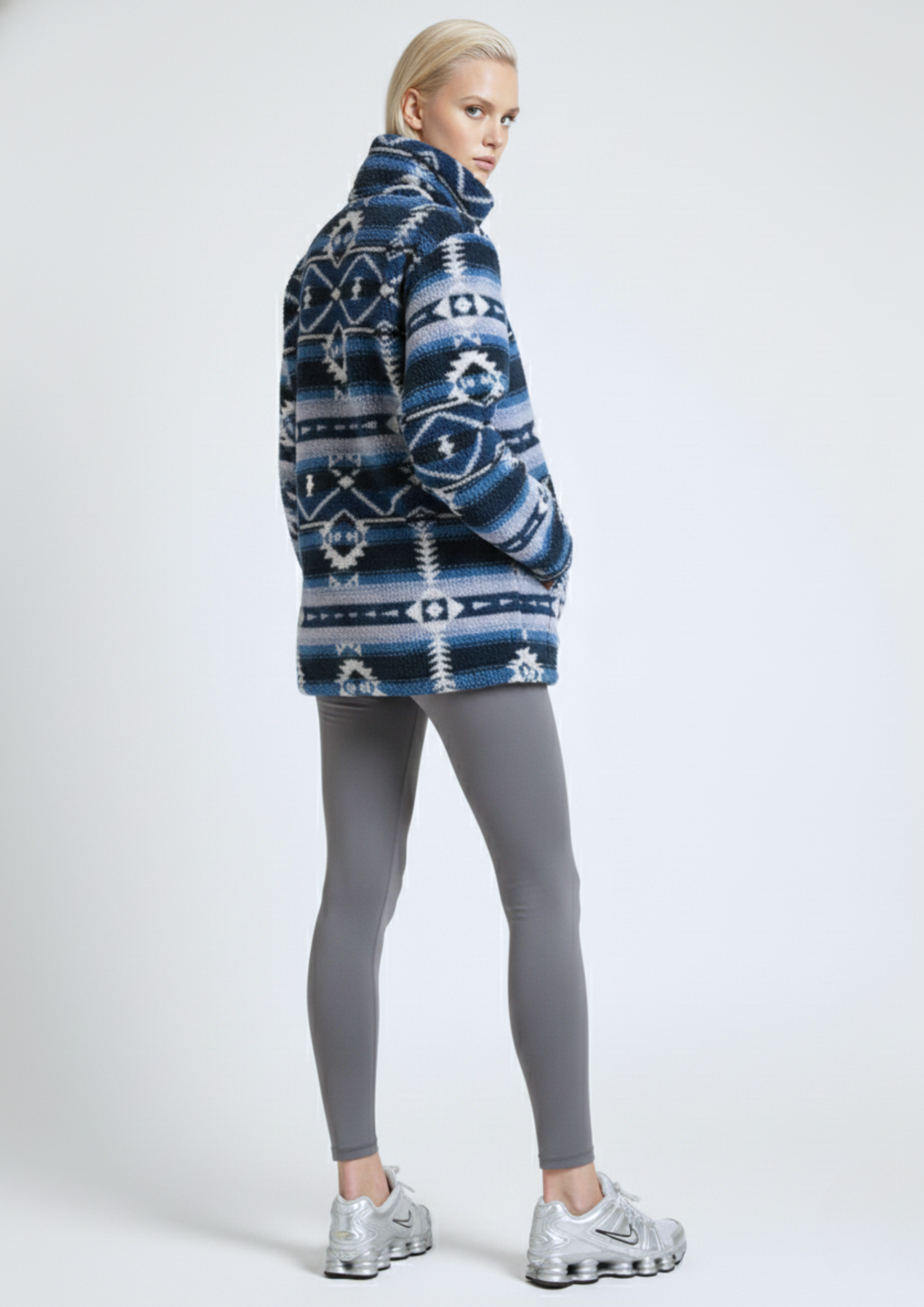 The Trek fleece in Navy Blue Aztec